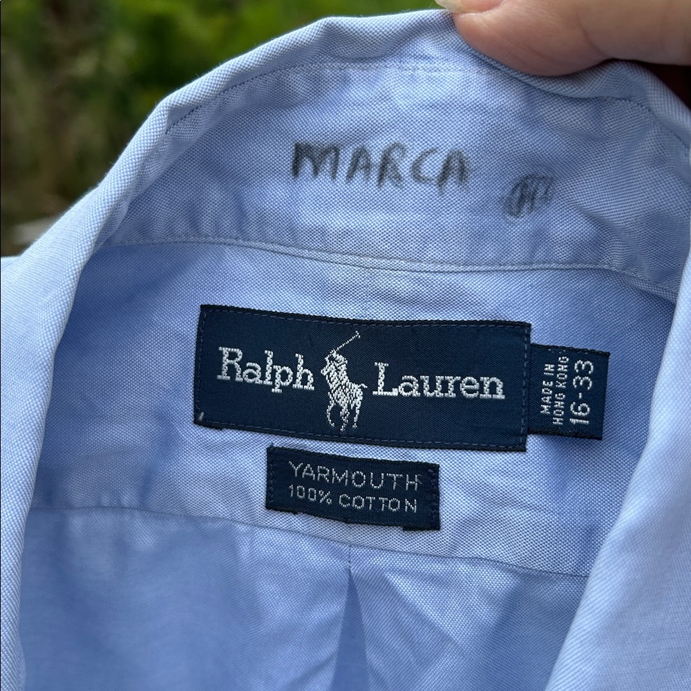 Ex Cond Vntg 80-90s Ralph Lauren Yarmouth Dress Shirt 16/33 100% Cotton HongKong - Picture 4 of 8